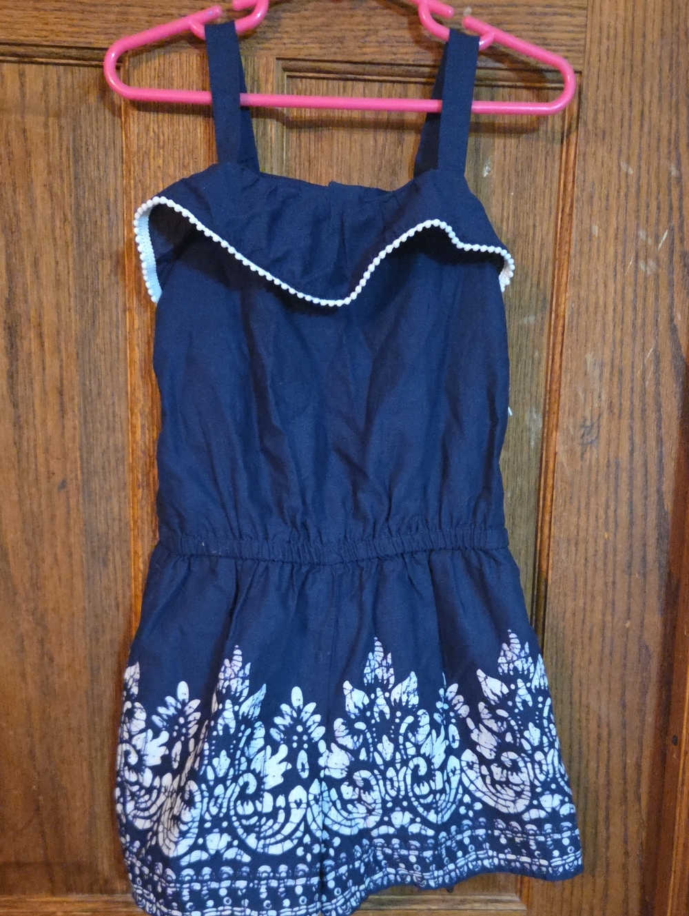 NWT SZ 6 Janie and Jack Navy  Romper with White Trim